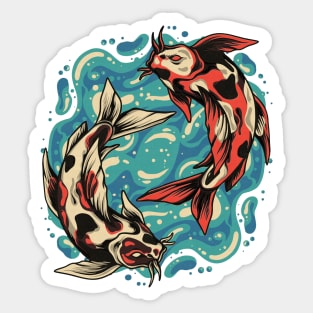 Koi Fish Peace - Vintage Yin and Yang Sticker